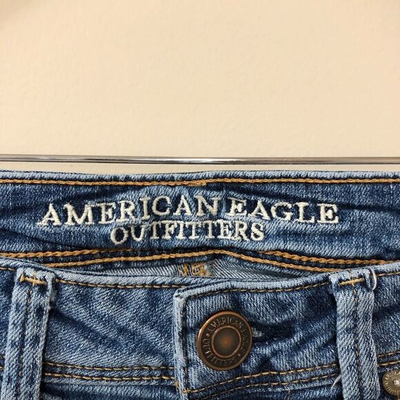 American Eagle Distressed Super Skinny Leg Fit Denim Jeans Pants Blue - Picture 4 of 12